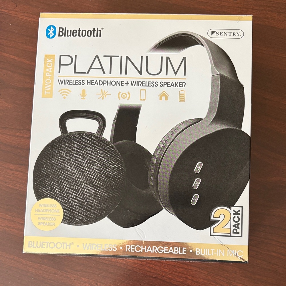 Sentry Platinum Bluetooth Wireless Headphones & Speaker Open Box